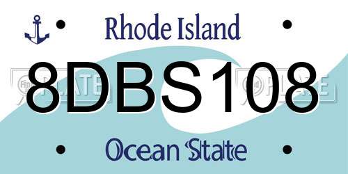 8DBS108 Rhode Island License Plate