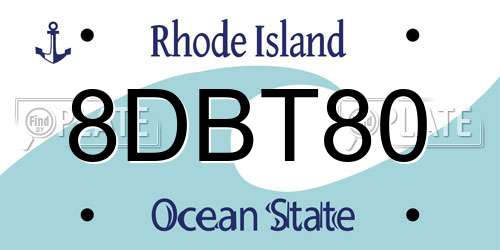8DBT80 Rhode Island License Plate
