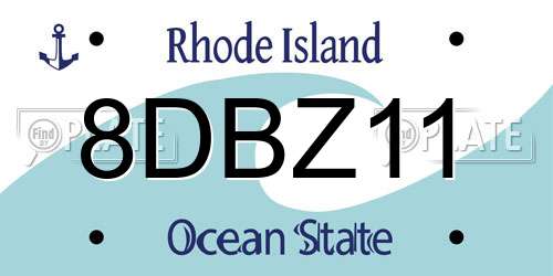 8DBZ11 Rhode Island License Plate