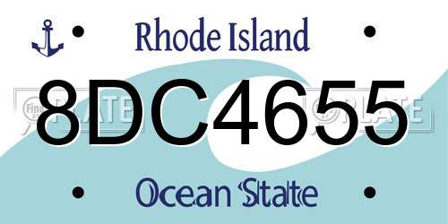 8DC4655 Rhode Island License Plate