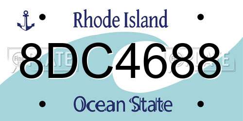 8DC4688 Rhode Island License Plate