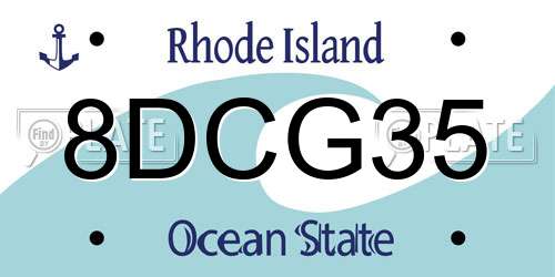 8DCG35 Rhode Island License Plate