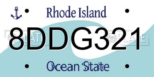 8DDG321 Rhode Island License Plate