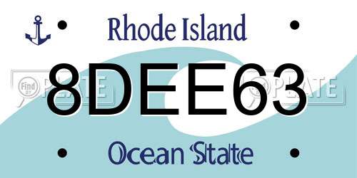 8DEE63 Rhode Island License Plate