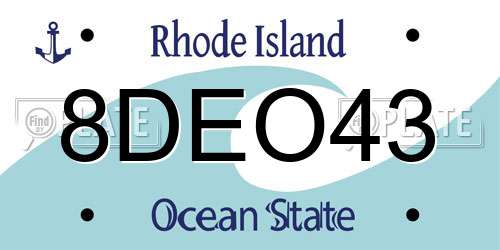 8DEO43 Rhode Island License Plate