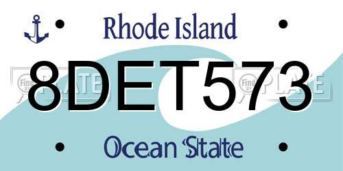 8DET573 Rhode Island License Plate