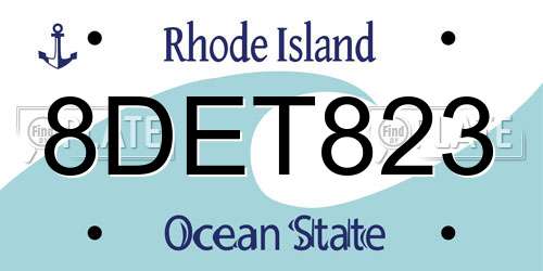 8DET823 Rhode Island License Plate