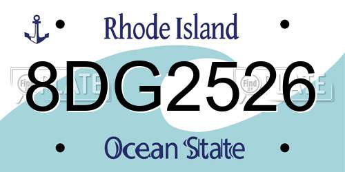 8DG2526 Rhode Island License Plate