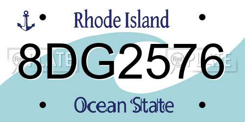 8DG2576 Rhode Island License Plate