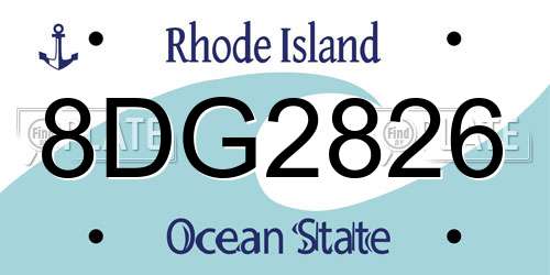 8DG2826 Rhode Island License Plate