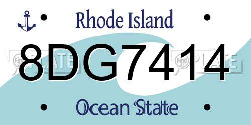 8DG7414 Rhode Island License Plate