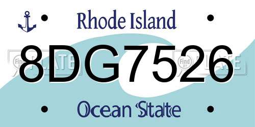 8DG7526 Rhode Island License Plate