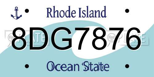 8DG7876 Rhode Island License Plate