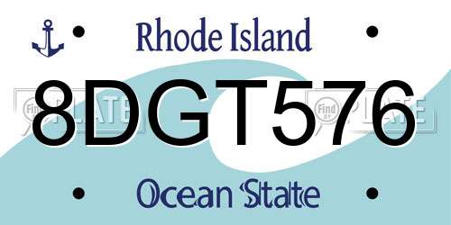 8DGT576 Rhode Island License Plate