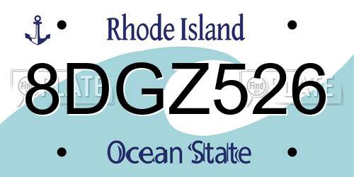 8DGZ526 Rhode Island License Plate