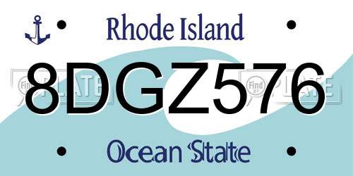 8DGZ576 Rhode Island License Plate