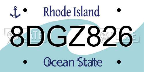 8DGZ826 Rhode Island License Plate