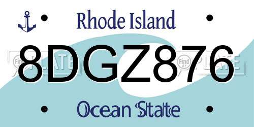 8DGZ876 Rhode Island License Plate