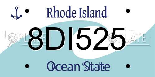 8DI525 Rhode Island License Plate