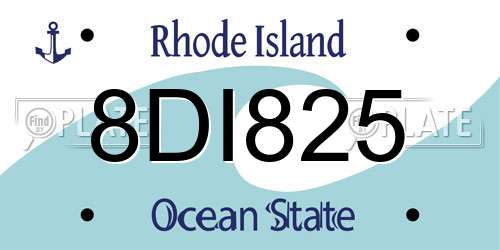 8DI825 Rhode Island License Plate
