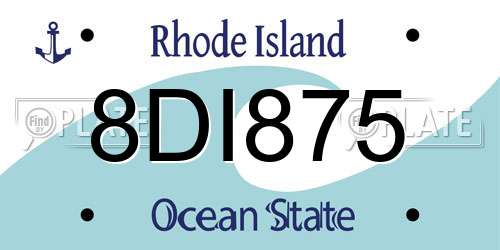 8DI875 Rhode Island License Plate