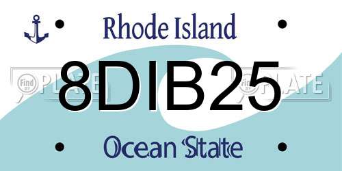 8DIB25 Rhode Island License Plate