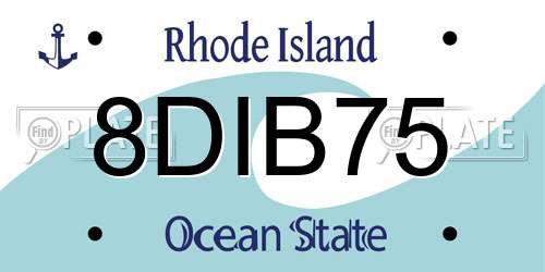 8DIB75 Rhode Island License Plate
