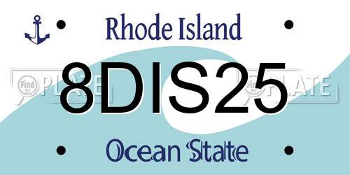 8DIS25 Rhode Island License Plate