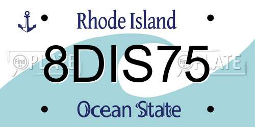 8DIS75 Rhode Island License Plate