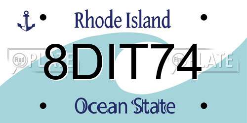 8DIT74 Rhode Island License Plate