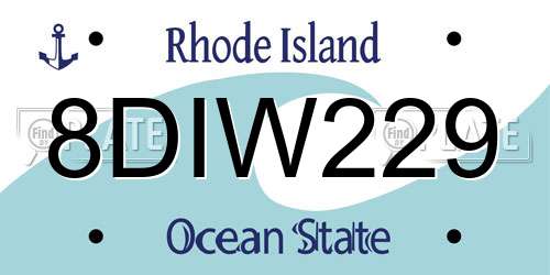 8DIW229 Rhode Island License Plate