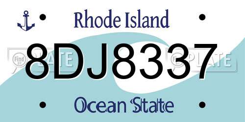 8DJ8337 Rhode Island License Plate