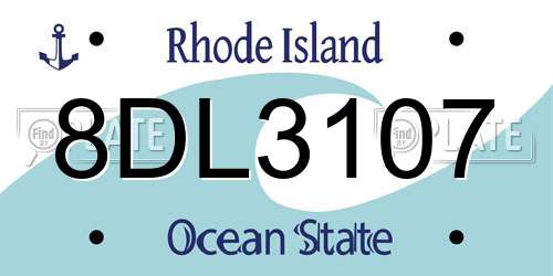 8DL3107 Rhode Island License Plate