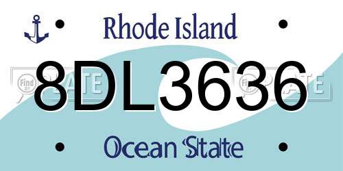 8DL3636 Rhode Island License Plate