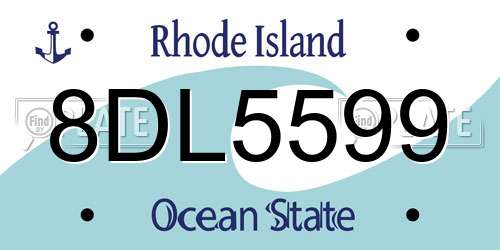 8DL5599 Rhode Island License Plate
