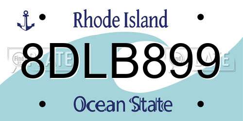 8DLB899 Rhode Island License Plate