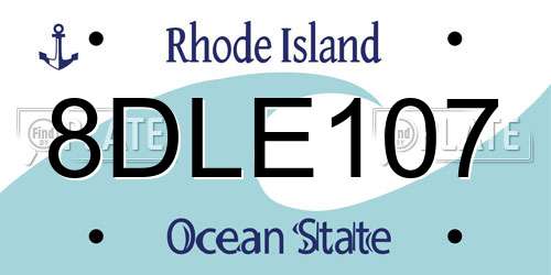 8DLE107 Rhode Island License Plate