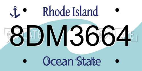 8DM3664 Rhode Island License Plate