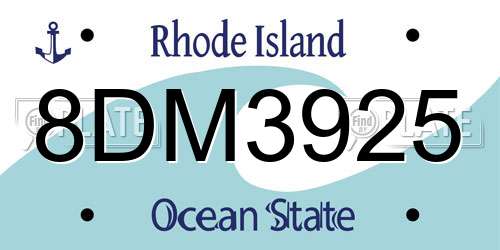 8DM3925 Rhode Island License Plate