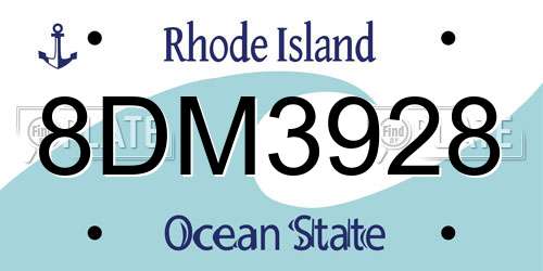 8DM3928 Rhode Island License Plate