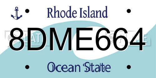 8DME664 Rhode Island License Plate