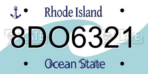 8DO6321 Rhode Island License Plate