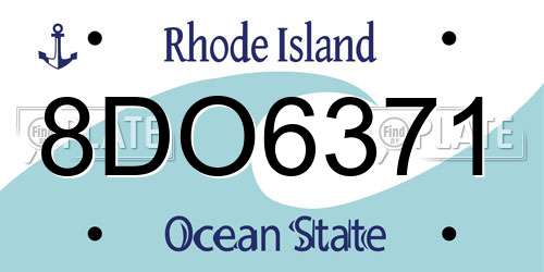 8DO6371 Rhode Island License Plate