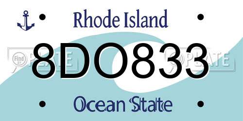 8DO833 Rhode Island License Plate