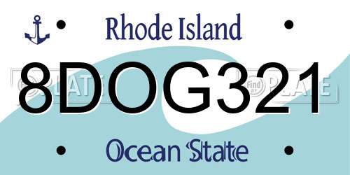 8DOG321 Rhode Island License Plate