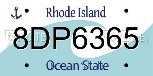 8DP6365 Rhode Island License Plate