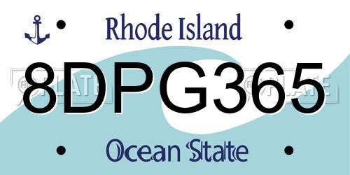 8DPG365 Rhode Island License Plate