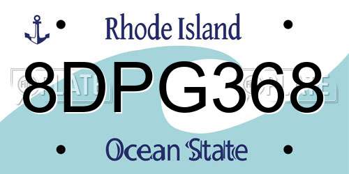 8DPG368 Rhode Island License Plate