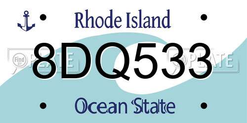 8DQ533 Rhode Island License Plate
