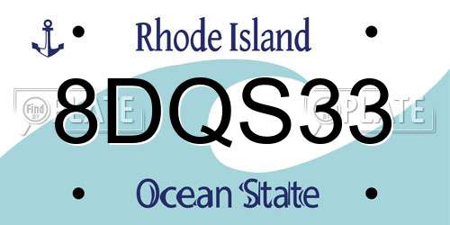8DQS33 Rhode Island License Plate